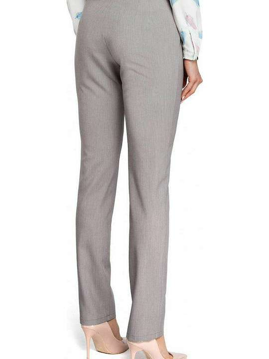 MOE M303 Women's Fabric Trousers with Elastic in Straight Line Gray MOE303