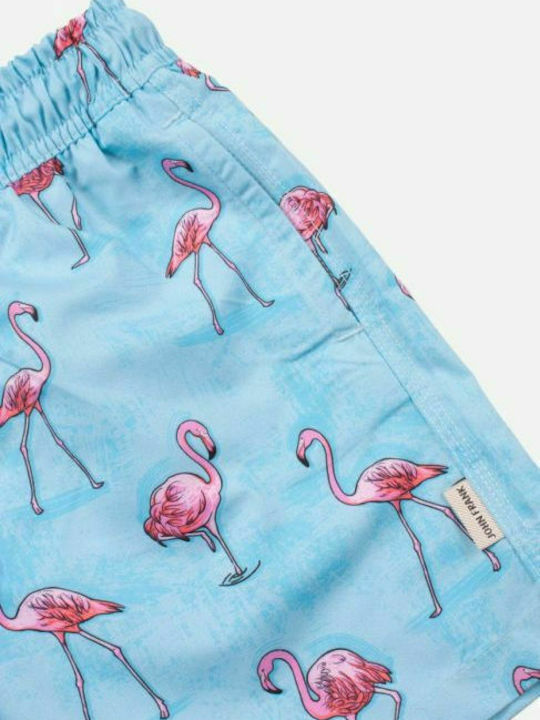 John Frank με Flamingo Kinder Badeanzug Badeshorts Hellblau