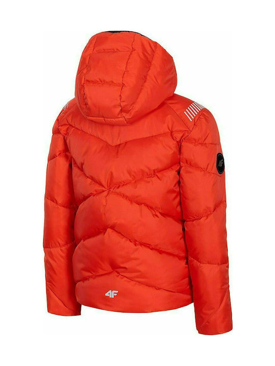 4F Kids Quilted Jacket short Hooded Red