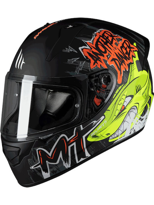 MT Stinger A1 Danger Matt Fluo Orange Motorradhelm Volles Gesicht DOT / ECE 22.05 1450gr MTH000KRA353