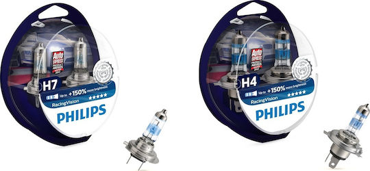 Philips Lampen Auto RacingVision GT200 H7 Halogen 3600K Warmes Weiß 12V 55W 2Stück