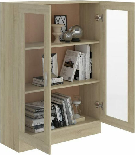 Living Room Display Cabinet Made of Particle Board with Windowed Sonoma Oak 82.5x30.5x115cm