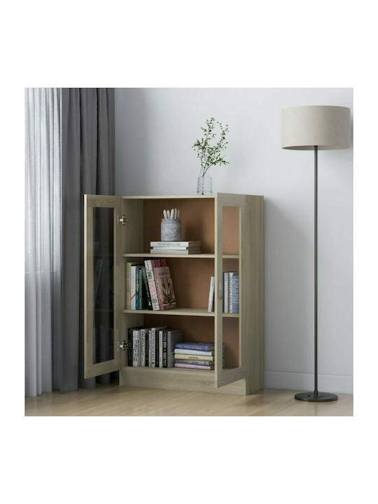 Floor-standing Living Room Display Cabinet made of Particleboard with Glass Sonoma Oak 82.5x30.5x115cm