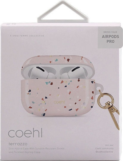 Uniq Coehl Terrazzo Hülle Silikon mit Haken Blush Pink für Apple AirPods Pro