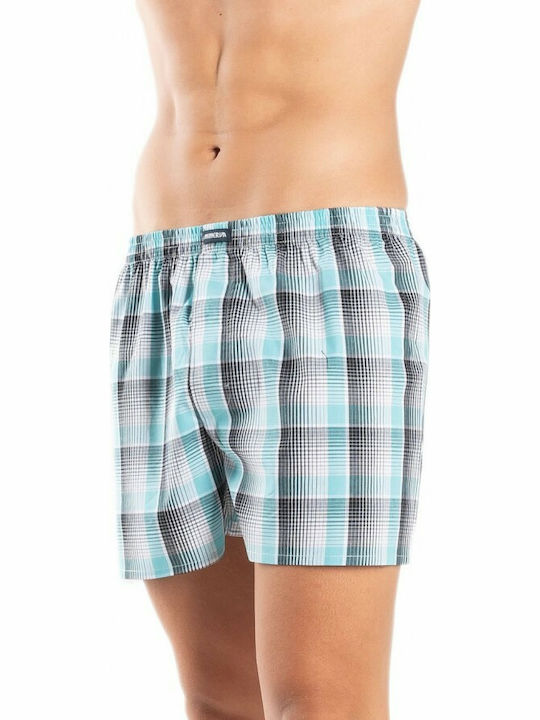 Minerva 96-23074 Men's Boxers Red / Turquoise Plaid 2Pack 96-23074-030