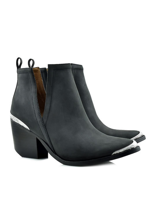 Cromwell Leather Women's Cowboy Boots with Medium Heel Black