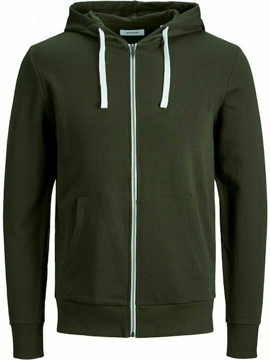 Jack & Jones Herren Sweatshirt Jacke mit Kapuze und Taschen Khaki