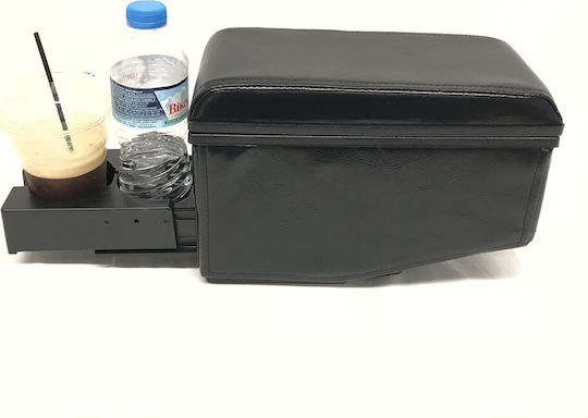 Auto Gs Car PU Armrest Universal with Triple glass holder Black