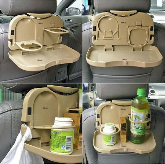 Car Cup Holder Foldable 2 Positions for Seat Back in Beige Color
