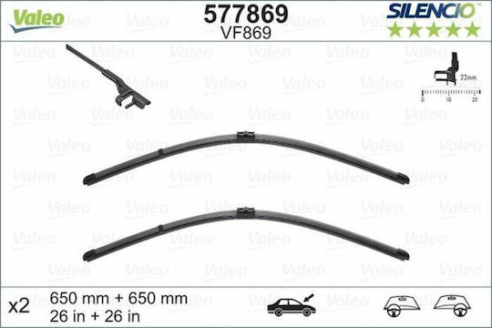 Valeo Silencio X.Trm VM433 Front Car Wiper Set 650mm for Citroen Xsara Picasso