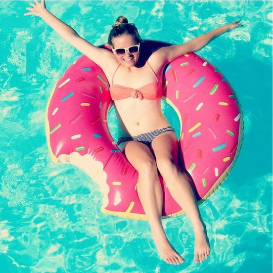 Bigmouth Φουσκωτή Σαμπρέλα Θαλάσσης Donut Ροζ 120x120cm