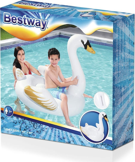 Bestway Παιδικό Φουσκωτό Ride On Θαλάσσης Κύκνος με Χειρολαβές Λευκό 122x122cm