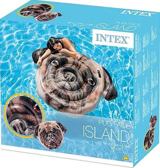 Intex Pug Face Island Saltea Gonflabilă De Plajă Cu Mânere Maro 173cm
