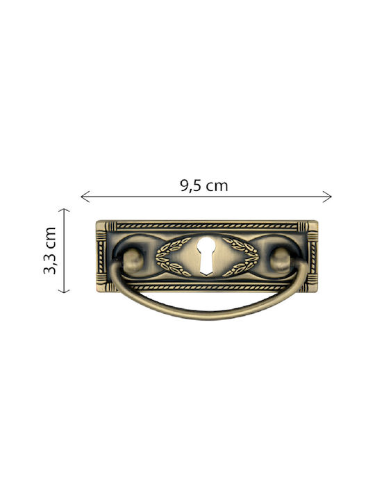 Import Hellas Vintage Zamak Furniture Handle 5038/A2 Bronze 95mm (Hole Centers 64mm)