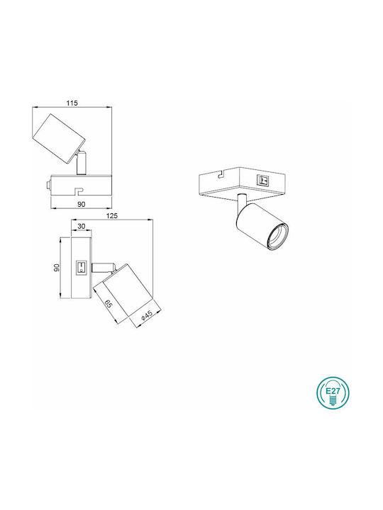 Trio Lighting Vannes Einzel Spot mit Fassung E27 in Schwarz Farbe