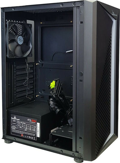 Powertech PT-848 Gaming Midi Tower Κουτί Υπολογιστή με Πλαϊνό Παράθυρο και RGB Φωτισμό Μαύρο