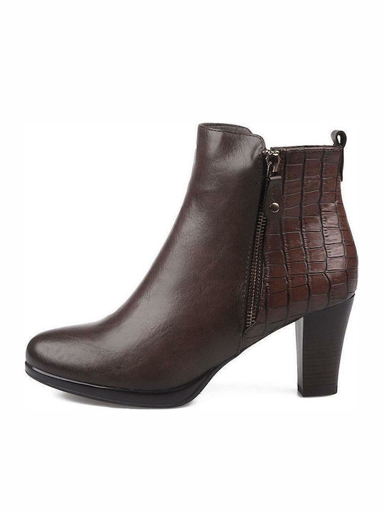 A1634 Leder Stiefeletten Damen Braun