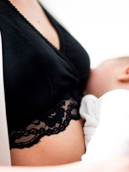 Carriwell Crossover Cotton Maternity & Nursing Sports Bra Wrapped Black