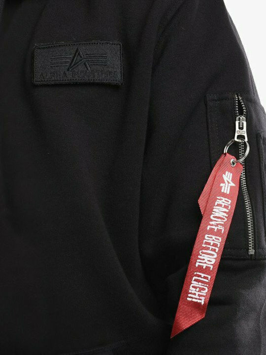 Red Stripe Sweatshirt mit Kapuze Schwarz