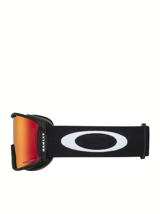 Oakley Line Miner Mască de Schi și Snowboard pentru Adulți, Neagră, cu Lentilă Oglindă Roșie