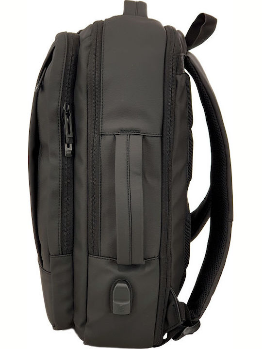 Playbags 1905-01 Водоустойчива Раница за Лаптоп 15.6" с USB Порт в Черен Цвят