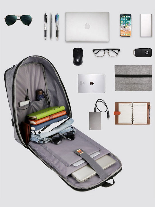 Playbags 1811-281 Wasserdichte Rucksack Für Laptop 15.6 Mit USB-Anschluss In Grau Farbe