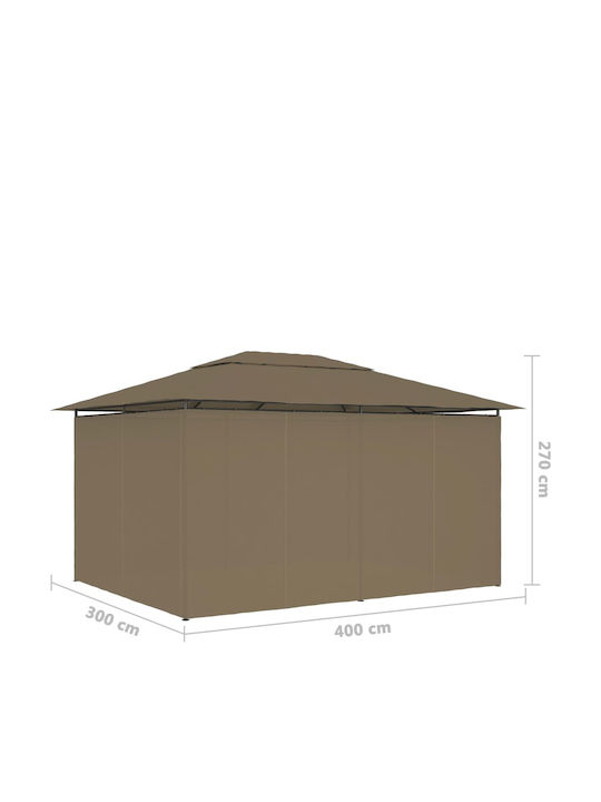 vidaXL Беседка Градина Taupe 4x3м
