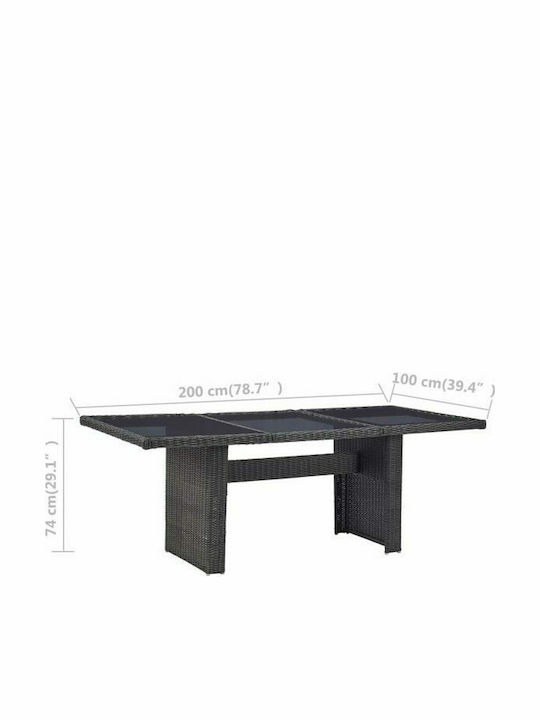 Tisch Stabil Black 200x100x74cm