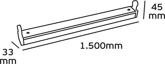 VK Lighting Lighting Batten with 1 Slot for LED Lamp T8 58W 150cm