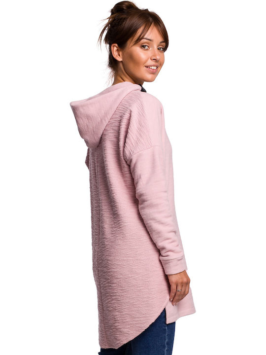 BeWear B176 Women's Long Hooded Sweatshirt Pink