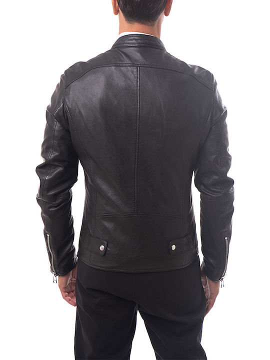 Goosecraft Belfast Men's Winter Leather Biker Jacket Black