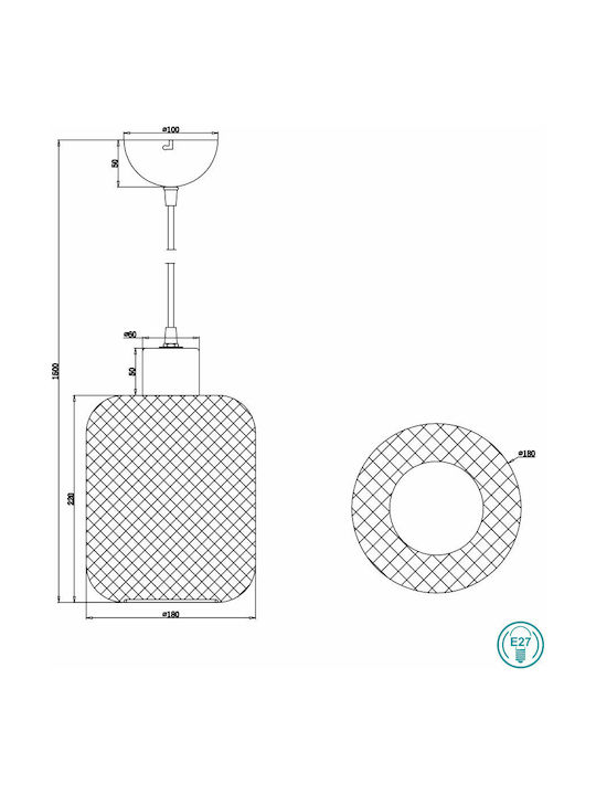 Trio Lighting Calimero Pendant Light Black with Socket E27 18cm