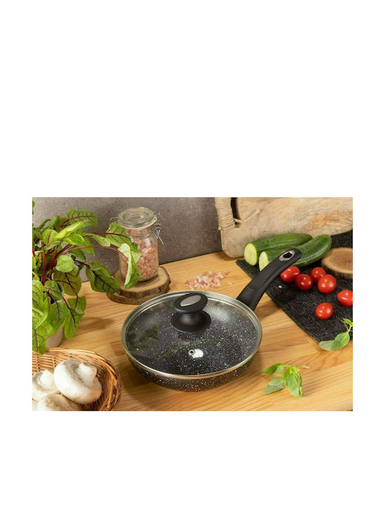 Edenberg Pan With Lid made of Cast Aluminum with Stone Coating Black 24cm