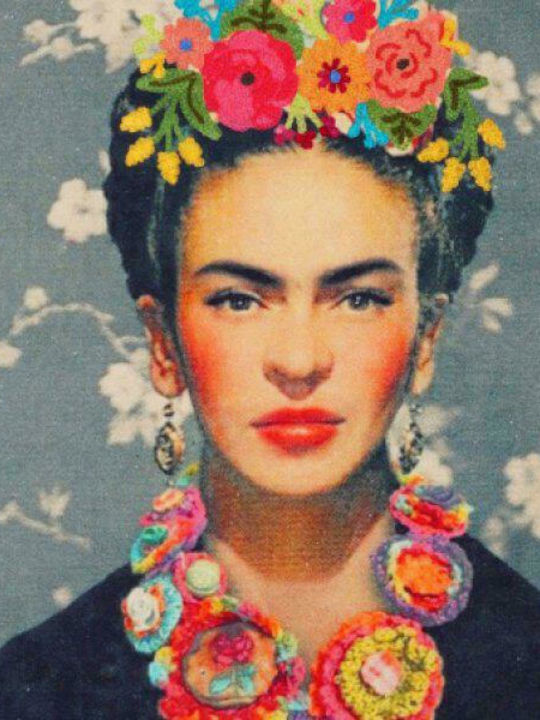 Synchronia Frida Kahlo Cotton Shopping Bag in Gray color