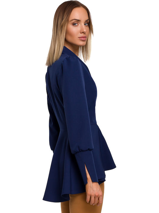 MOE M529 Lang Damen Mittellang Blazer Blau MOE529