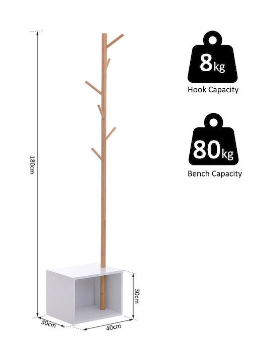 HomCom Καλόγερος Ξύλινος Καφέ 40x30x180cm