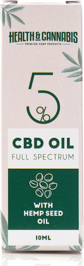 Health & Cannabis CBD 5% Full Spectrum Έλαιο Κάνναβης για Μείωση άγχους 500mg με 5% CBD 10ml