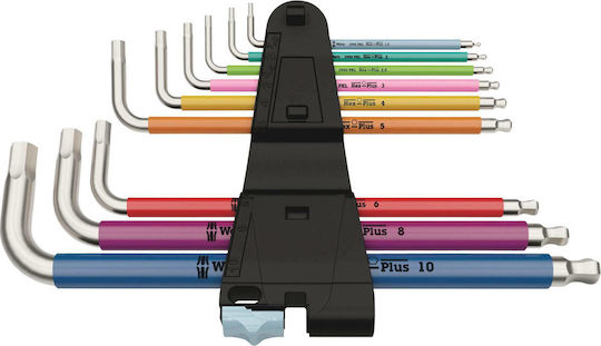 Wera Set 9 Allen Wrenches L 3950/9 Hex-Plus Multicolour