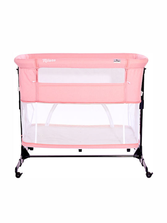 Lorelli Cradle-Park Milano with Mattress and Side Opening Pink