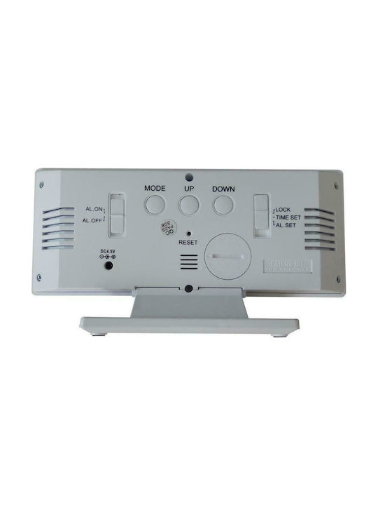 DS-3618L Tabletop Digital Clock LED Plastic with Alarm Clock White