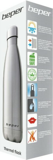 Beper Travel Flask Flasche Thermosflasche Rostfreier Stahl 500ml Silber