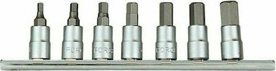 Force Bit-Stecknüsse mit Bits Allen und Antriebsvierkant 1/4'' Set 7Stück