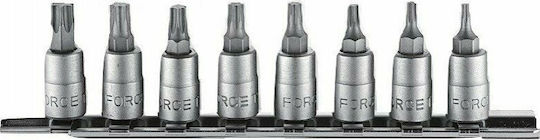 Force Set Καρυδάκια 1/4'' Torx Walnut with Torx Head and Socket 1/4'' T8 / T10 / T15 / T20 / T25 / T27 / T30 / T40x32mm 8pcs