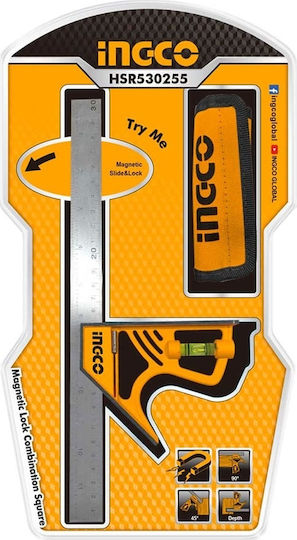 Ingco Metallic Angle Ruler with Spirit Level 30cm