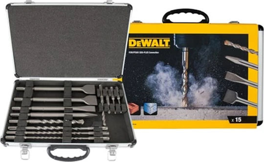 Dewalt Set Pointed Chisel & Chisel Bits & Drill with SDS Plus Socket 15pcs