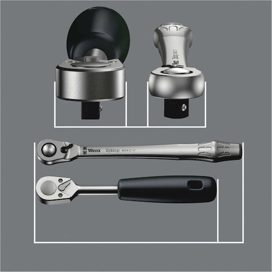 Wera Ratschen 8004 A Zyklop 72 Zähne mit Vierkant 1/4" Länge 14.1cm.