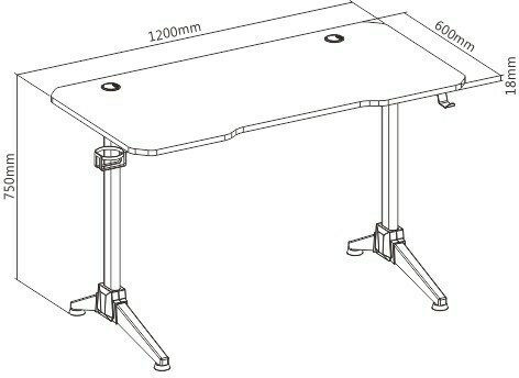 Геймърско Бюро Дървено Черно с Метални Крака 120x60x75см