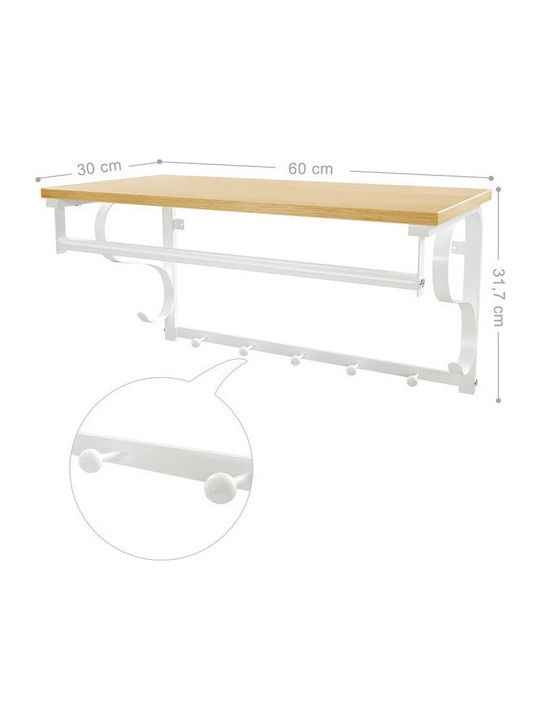 Vasagle Metal Wall Hanger with 5 Slots White 60x31.7x30cm 1pc