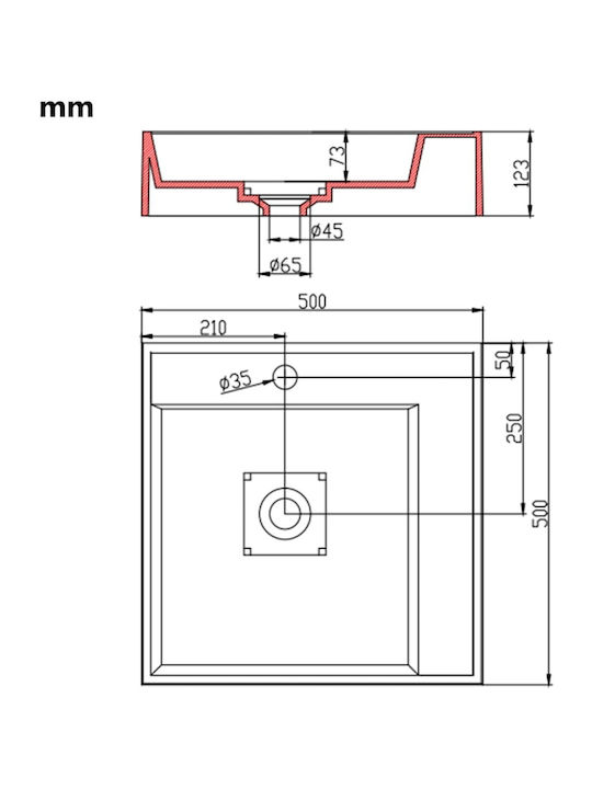 vidaXL Надеждна мивка мрамор 50x50x12.3см Бял