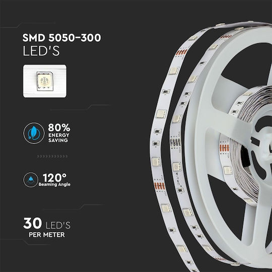 V-TAC Ταινία LED 220V RGB Φως 2x5m Τύπου SMD5050 με Τροφοδοτικό & Τηλεχειριστήριο